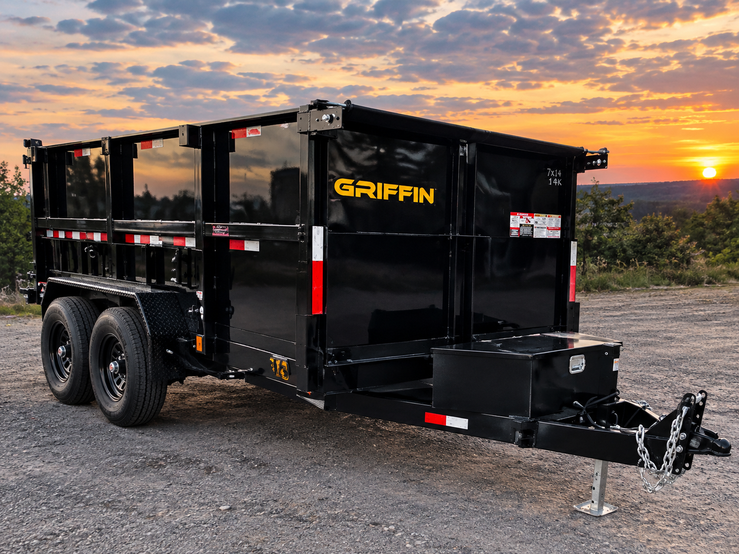 Reynoso's dump trailer, available to rent, loaded and ready to haul